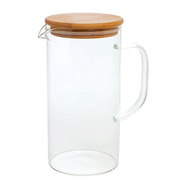 Jarra de Vidro com Tampa de Bambu Ecokitchen 1,3 Litros