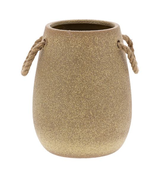 Vaso Decorativo em Cerâmica com Alças de Corda (G)