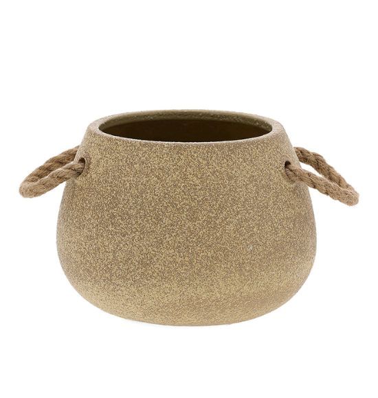 Vaso Decorativo em Cerâmica com Alças de Corda (P)