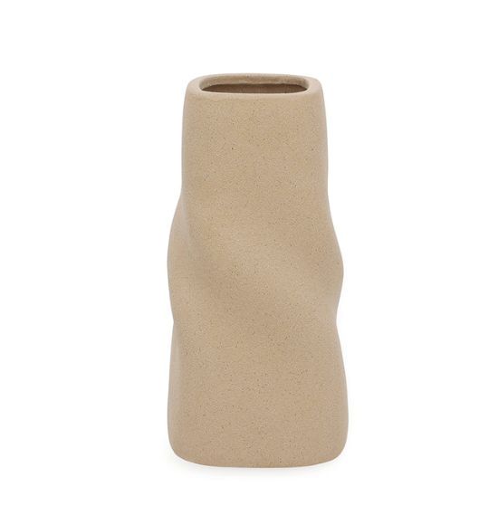 Vaso Decorativo em Cerâmica Areia Modelo Torcido (25x12,5)