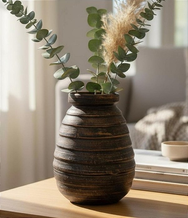 Vaso Decorativo de Barro Escuro (P)