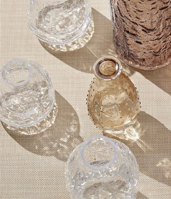 Trio de Mini Vasos Decorativos em Vidro Rajado (3 peças)