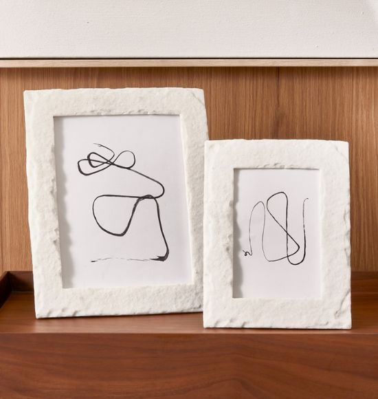 Porta Retrato Branco com Textura de Mármore Mart (10x15 e 15x20)