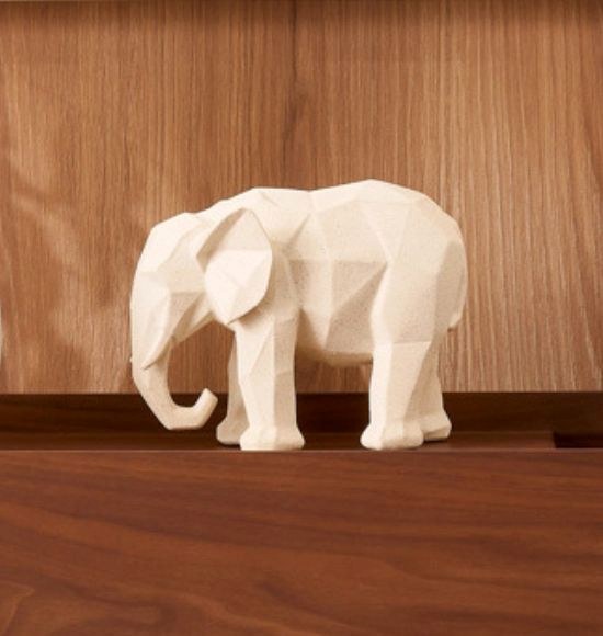 Escultura Decorativa de Elefante Cubista Off White (15x19)
