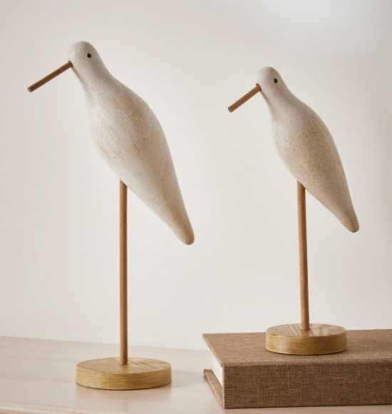 Escultura Decorativa de Pássaro Branco (2 tamanhos)