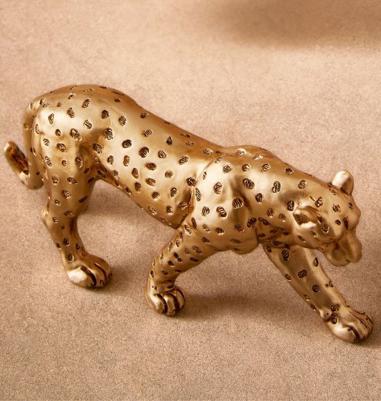 Escultura Decorativa Pequena de Leopardo Dourado (05x07)