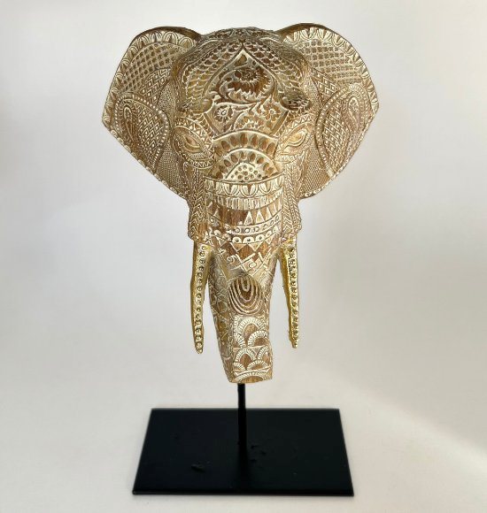Escultura Decorativa Cabeça de Elefante em Resina