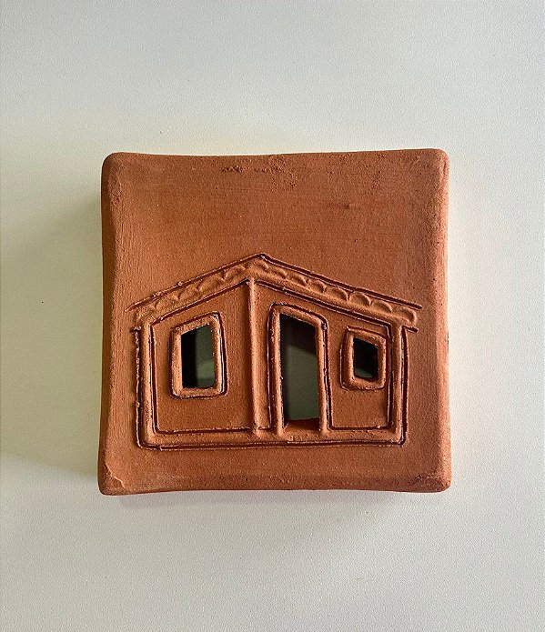 Tijolinho Decorativo de Barro Casinha Bonita (15x15) | Coleção Barrolândia