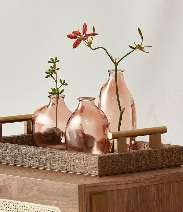 Trio de Mini Vasos em Vidro Modelo Orgânico (3 peças)