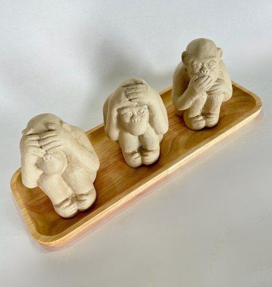 Escultura Decorativa Trio de Macacos Sábios em Cimento (3 Peças)