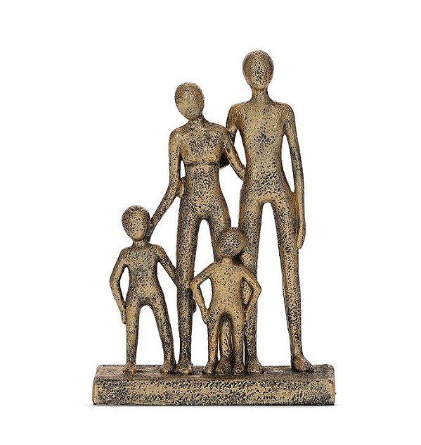 Escultura Decorativa de Família (Pais com Casal de Filhos)