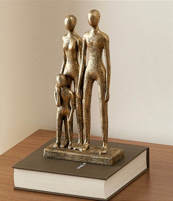Escultura Decorativa de Família (Casal com Filho)
