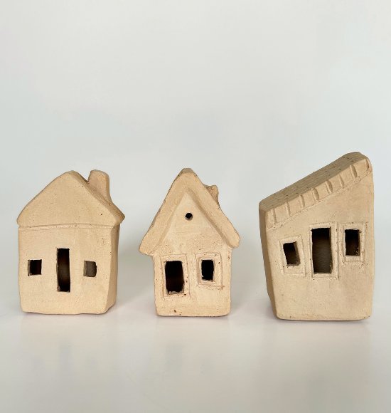 Trio de Casinhas de Barro para Parede | Coleção Barrolândia