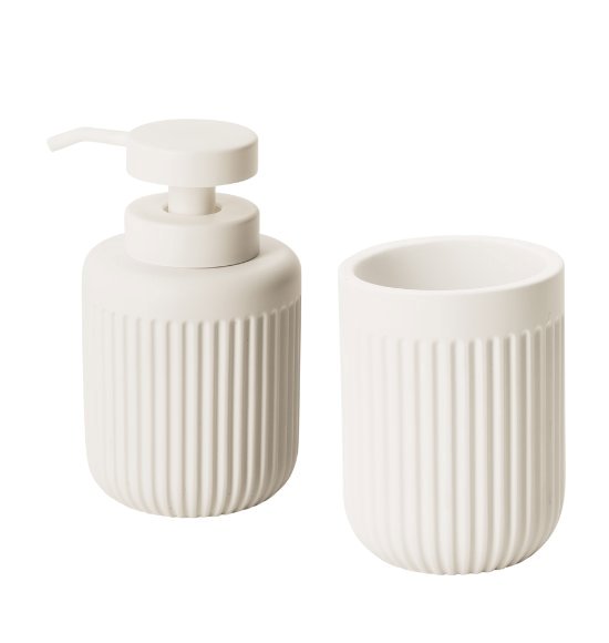 Kit Saboneteira e Porta Escova Branco para Banheiro (2 peças)