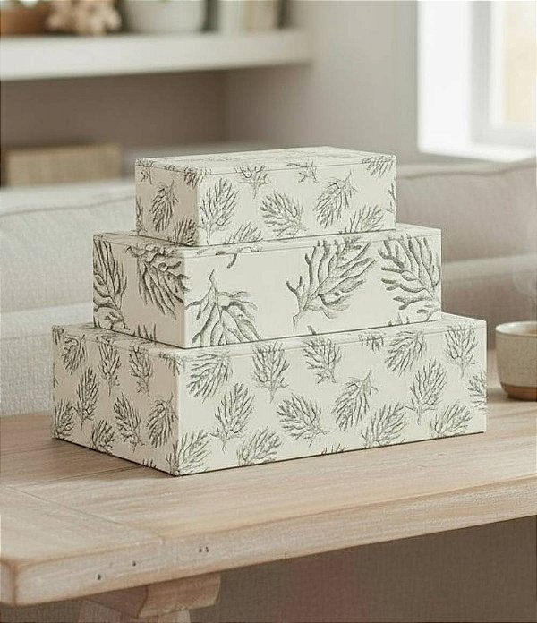 Caixas Decorativas e Organizadoras de MDF Modelo Flora (3 peças)