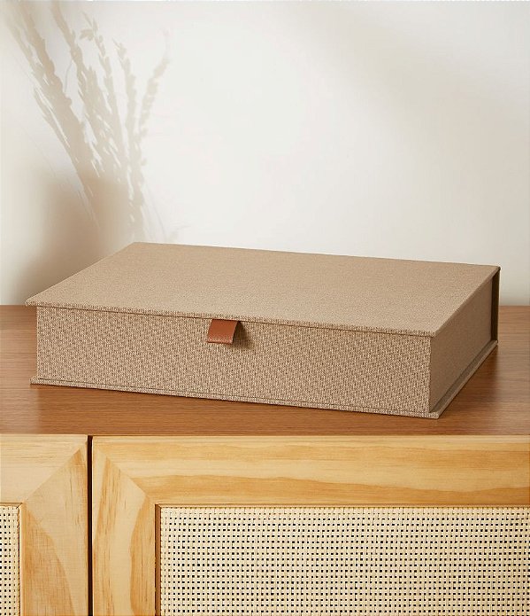 Caixa Decorativa e Organizadora de MDF e Linho Cinza (2 Tamanhos)