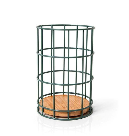 Porta Talheres em Metal Verde