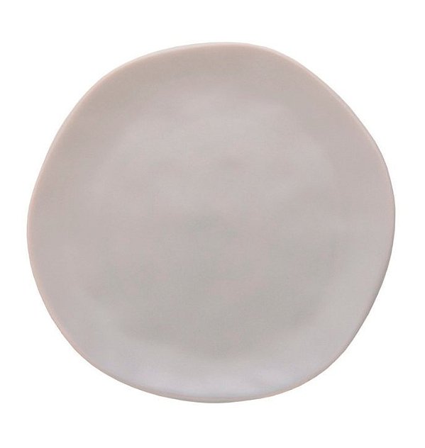 Prato de Jantar Raso em Cerâmica Cinza Modelo Orgânico (26CM)