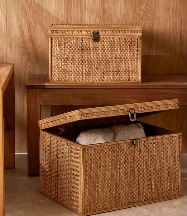 Baú Decorativo e Organizador em Rattan (2 Tamanhos)