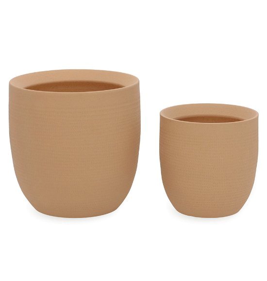 Cachepot Decorativo Redondo Marrom Natural com Textura (2 Tamanhos)