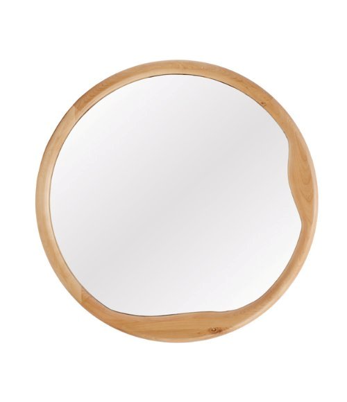 Espelho Decorativo Redondo com Moldura em Madeira (80cm)