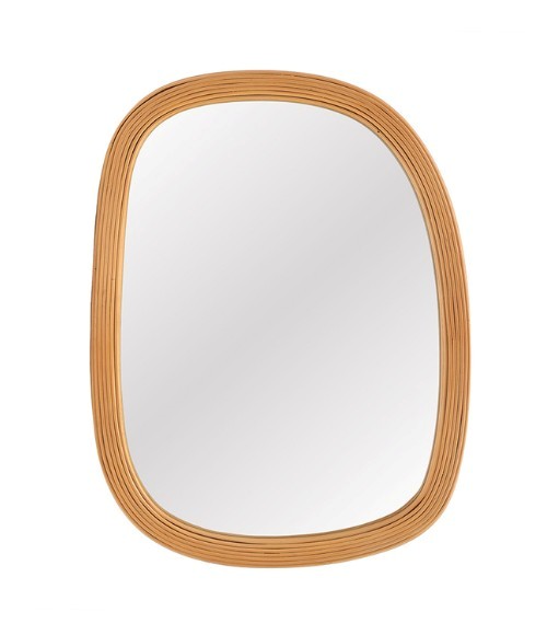 Espelho Decorativo Orgânico com Moldura em Rattan (75x57)