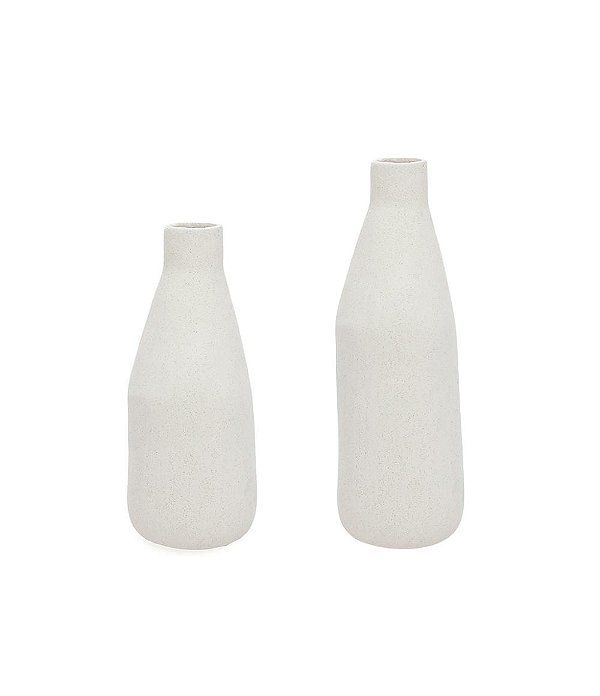 Vaso Decorativo Alto em Cerâmica Branca (2 tamanhos)