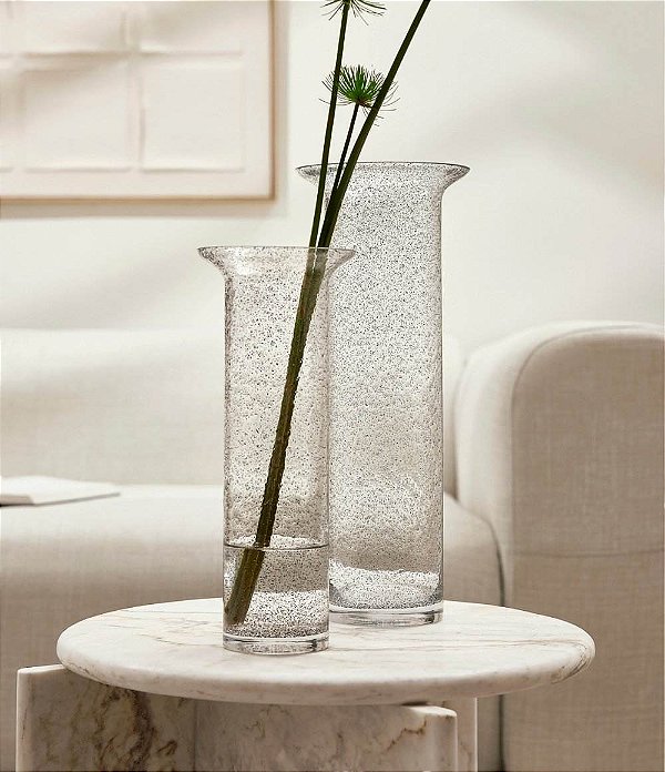 Vaso Decorativo em Vidro com Detalhes em Preto (2 tamanhos)