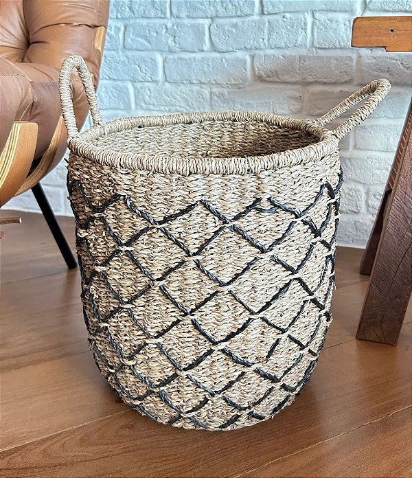 Cesto Decorativo em Fibra Natural com Alças (3 tamanhos)