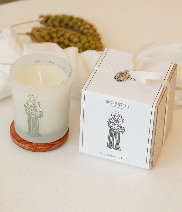 Vela Aromática Fragrância Chá Branco (210g) - Santo Antônio - Coleção Sacra
