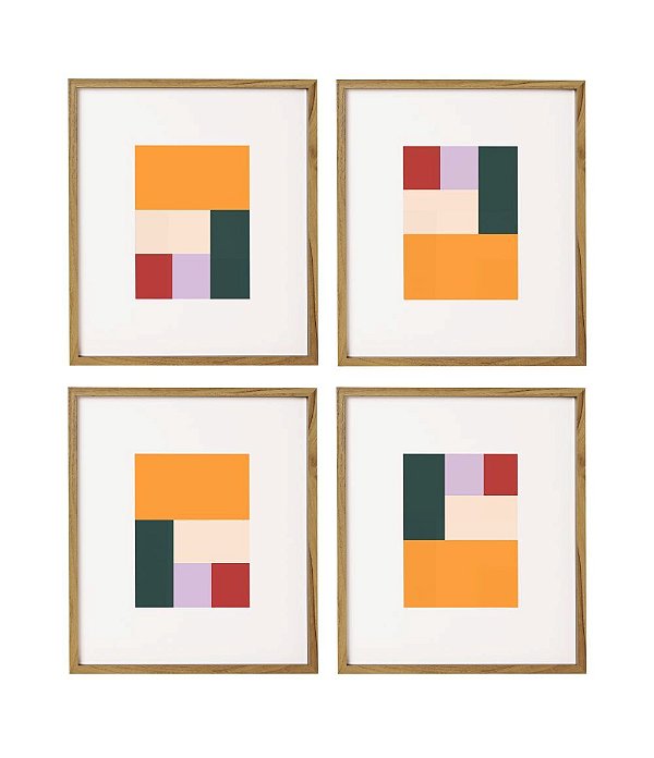 Kit 4 Quadros Decorativo Moderno com Arte Abstrata (4 peças)