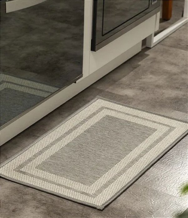 Tapete para Cozinha Antiderrapante Modelo Geo Grafite (45x75CM)