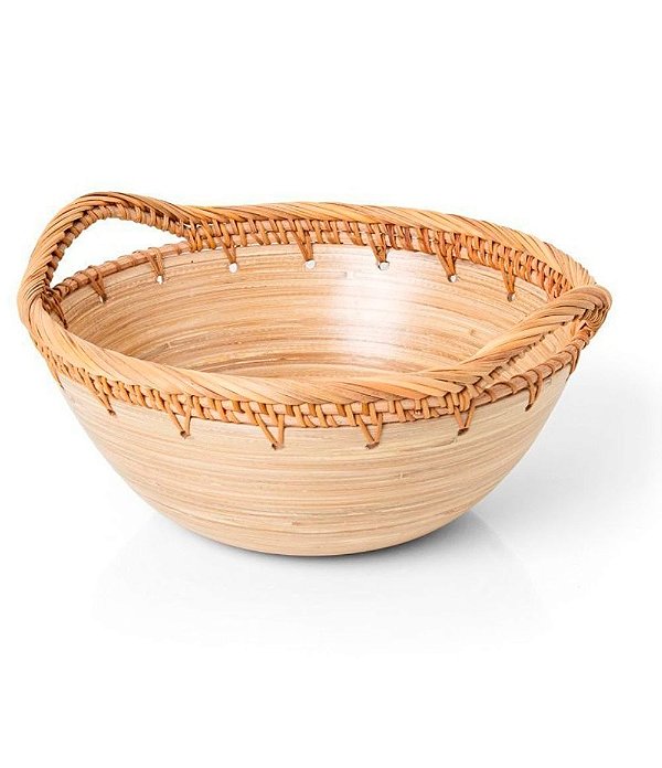 Bowl em Rattan e Bambu com Alças (31 cm)