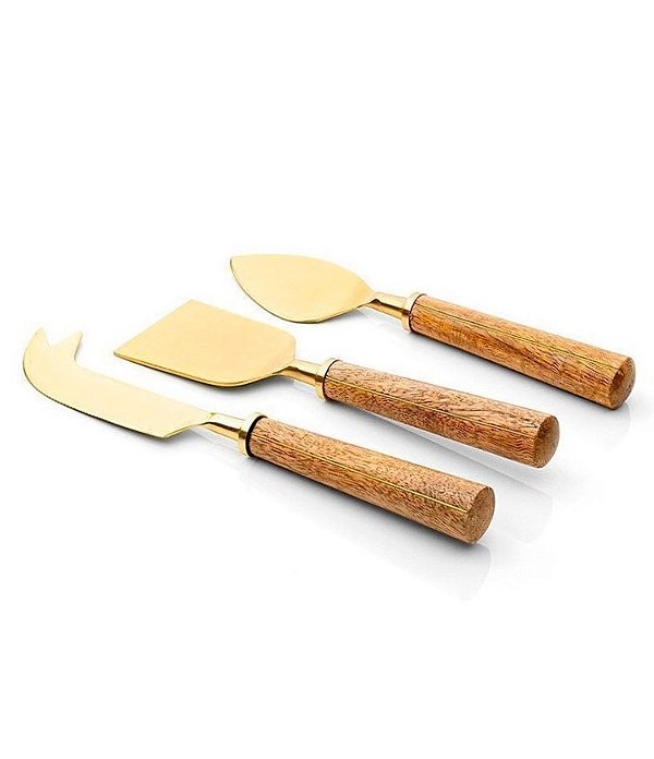 Conjunto de Talheres para Queijo Garbo Goldwood (3 Peças)