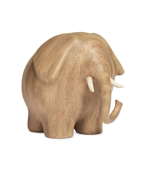 Escultura de Elefante em Poliresina com Aspecto de Madeira (P)