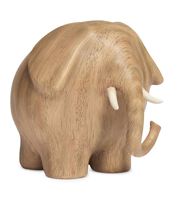 Escultura de Elefante em Poliresina com Aspecto de Madeira (G)