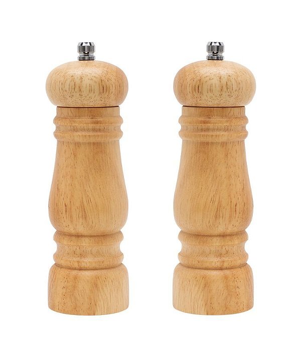 Kit com 2 Moedores em Madeira para Sal e Pimenta (17CM)