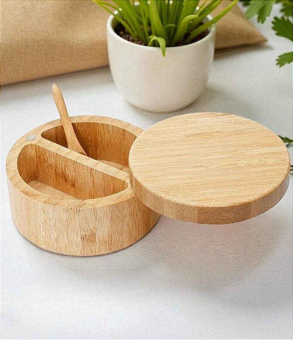 Porta Condimento em Bambu com 2 Divisões EcoKitchen (07x12)