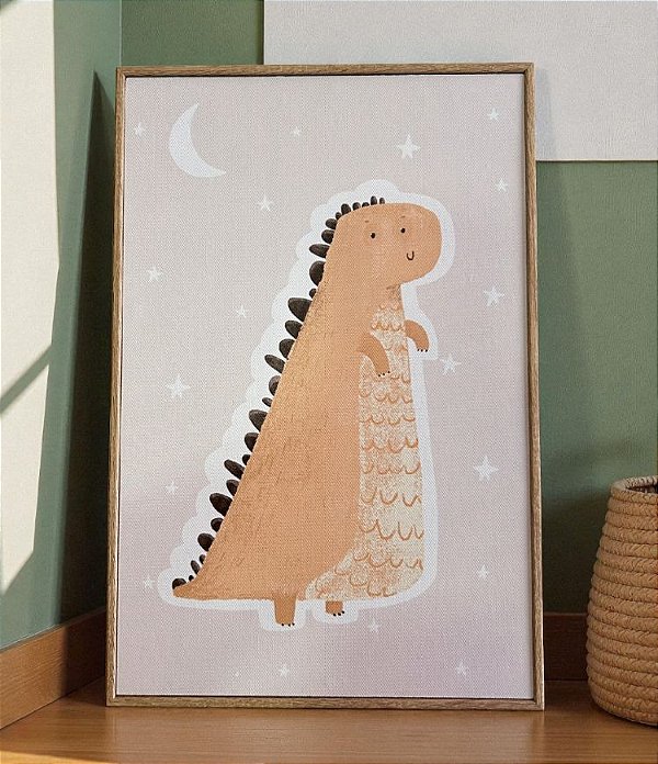 Quadro Decorativo Infantil Dinossauro Laranja (30x20)