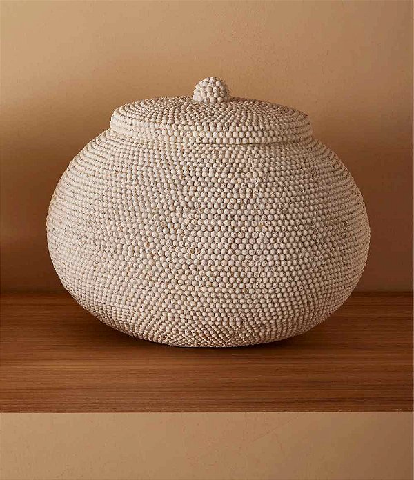 Pote Decorativo Branco com Tampa (16x19)
