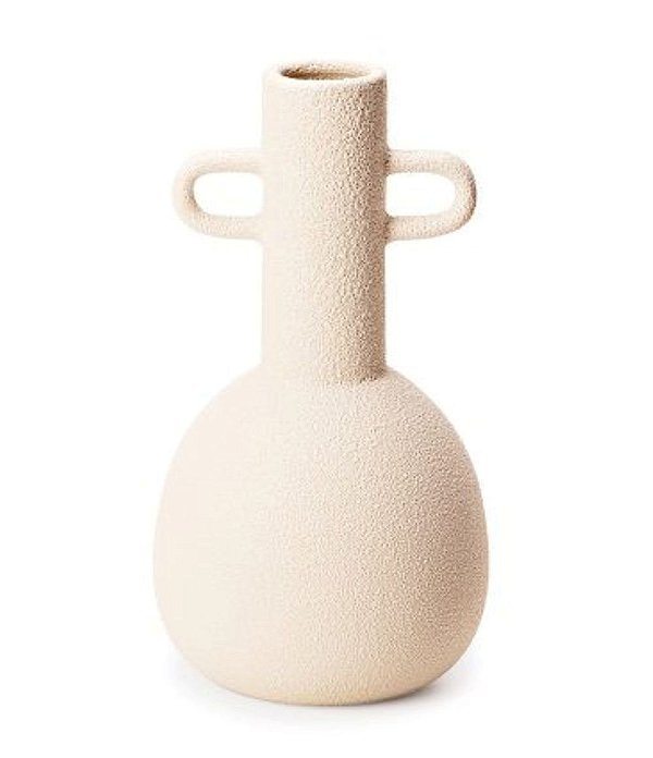 Vaso Decorativo em Cerâmica Off White com Alças (31x16)