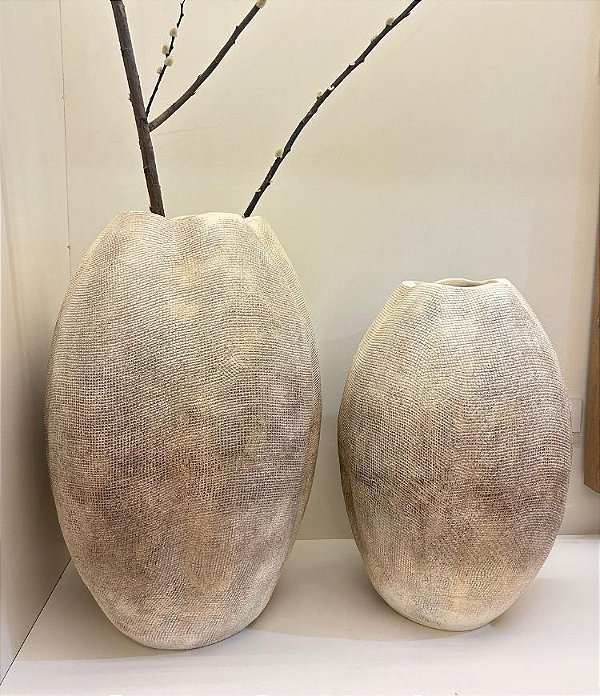 Vaso Decorativo Grande Modelo Orgânico em Fibra de Vidro