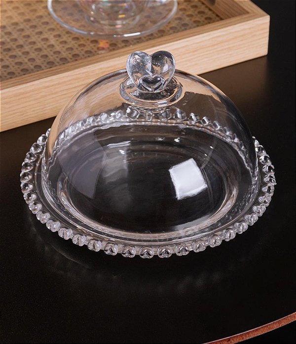 Queijeira de Cristal Lyor com Tampa Coração (13x20)