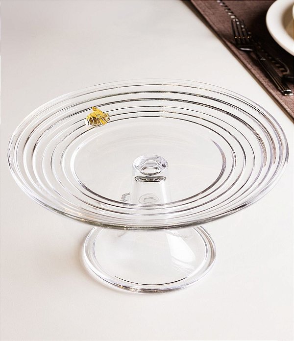Prato para Bolo em Cristal Little Bee Lyor (10x19cm)