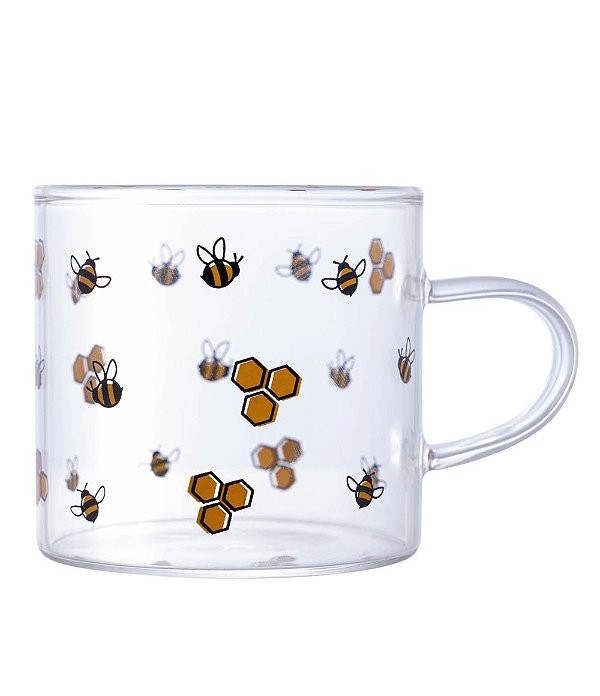 Caneca Abelhas em Vidro Borossilicato Lyor (125ml)