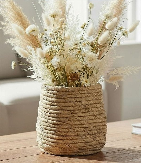 Cachepot Decorativo em Cimento Palha (16x16)