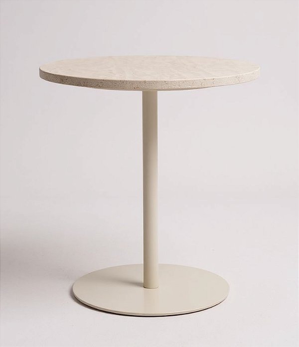 Mesa Lateral Redonda em Mármore e Metal (45x40)