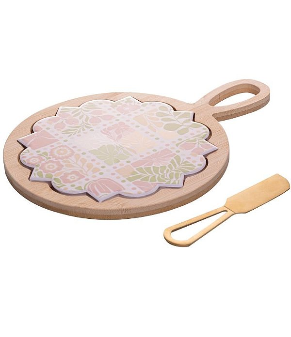 Conjunto de Servir Queijo Lyor Modelo Floral (03 peças)