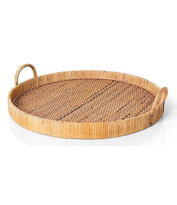 Bandeja Redonda em Rattan com Alças (45cm)