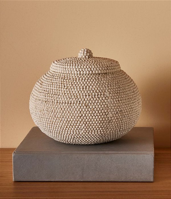 Pote Decorativo e Organizador Branco com Tampa (14x15)